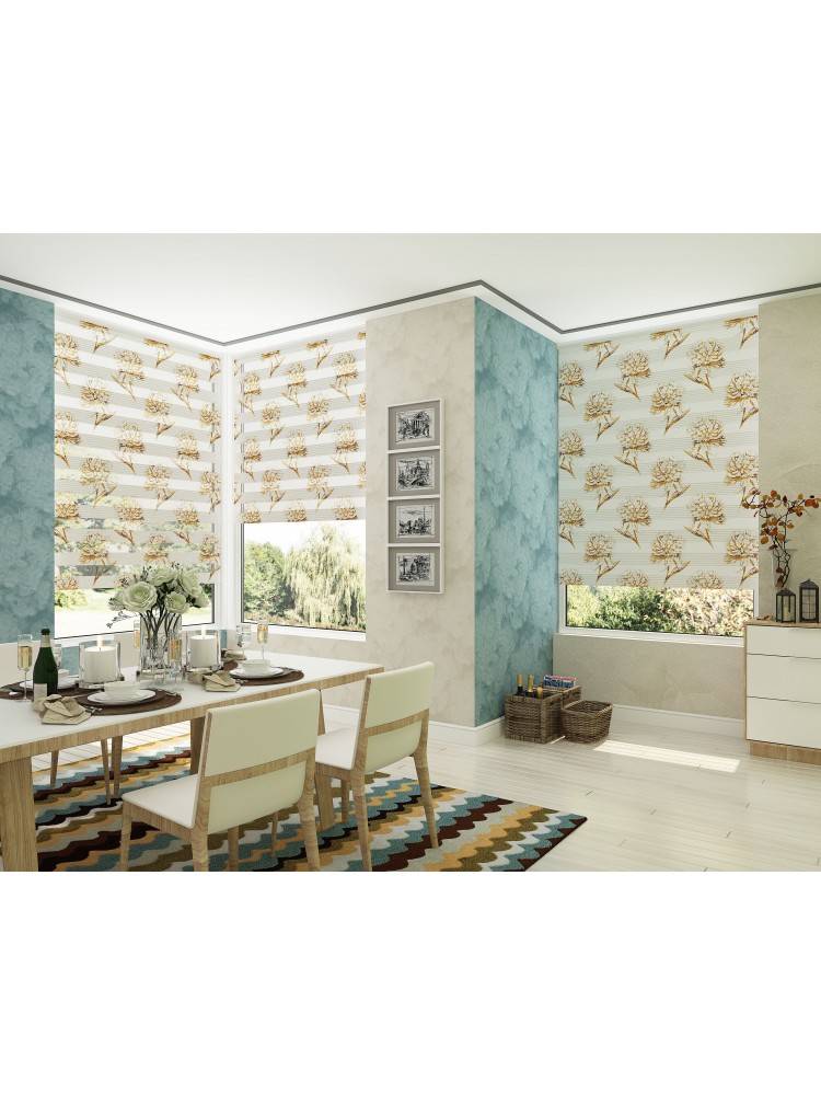 ZEBRA PERDE  SARI CİCEK MODELİ